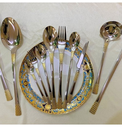 High Quality Unique Design Stainless Steel Metal Spoon Cutlery Cold-Plating 120PCS Sets High Quality Unique Design Stainless Steel Metal Spoon Cutlery Cold-Plating 120PCS Sets