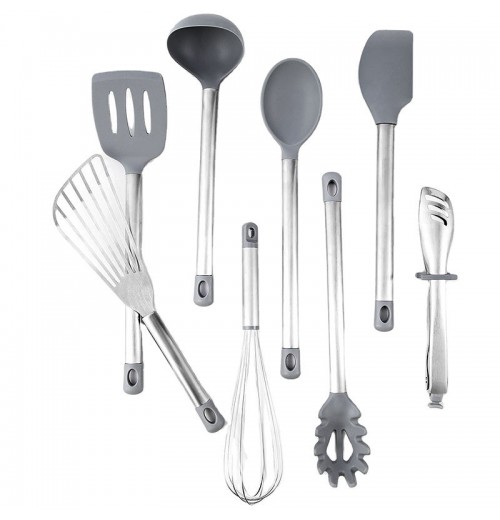 8 PCS Wholesale Multi-Functional Stainless Steel Kitchen Utensil Silicone Cooking Shovel Tool Sets 8 PCS Wholesale Multi-Functional Stainless Steel Kitchen Utensil Silicone Cooking Shovel Tool Sets