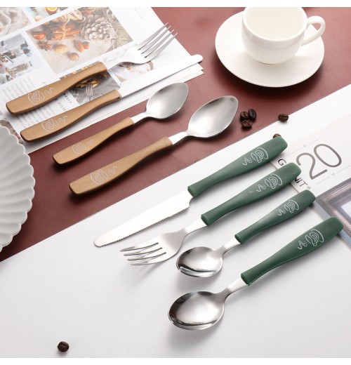 Customized stainless steel promotion supermarket hot sale Plastic handle cutlery set with box Customized stainless steel promotion supermarket hot sale Plastic handle cutlery set with box