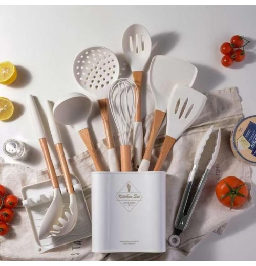 Top Seller Silicone Kitchenware Utensil Set with Wooden Handle Eco-Friendly Cooking Tools Top Seller Silicone Kitchenware Utensil Set with Wooden Handle Eco-Friendly Cooking Tools