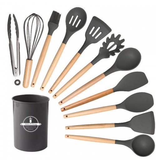 Silicone kitchen utensils set 12-piece spoon combination set storage rack cooking Utensils Set Silicone kitchen utensils set 12-piece spoon combination set storage rack cooking Utensils Set