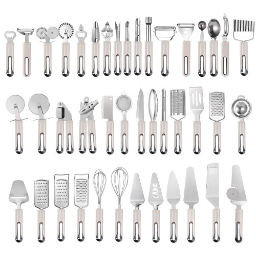44pcs Full Set Kitchen Utensils Set Stainless Steel Kitchen Gadgets Set For Meet Egg Fruit Vegetable And Seafood cooking Tools 44pcs Full Set Kitchen Utensils Set Stainless Steel Kitchen Gadgets Set For Meet Egg Fruit Vegetable And Seafood cooking Tools