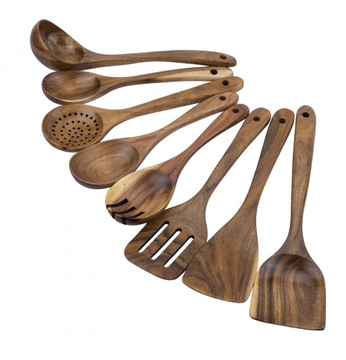 Wooden Spoons for Cooking Teak Utensils Set Wood Spatula for Nonstick Cookware Kitchen Utensils Set 8 Wood Utensil Sets Wooden Spoons for Cooking Teak Utensils Set Wood Spatula for Nonstick Cookware Kitchen Utensils Set 8 Wood Utensil Sets