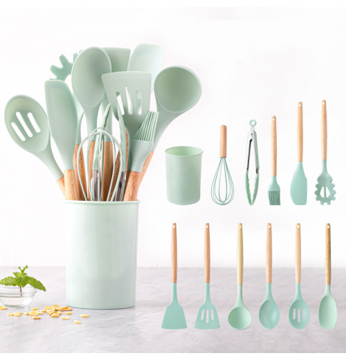 Kitchen Accessories Cheap Durable Non-Stick Silicone Kitchenware Kit 12-Piece Wooden Handle Silicone Cooking Utensil Set Kitchen Accessories Cheap Durable Non-Stick Silicone Kitchenware Kit 12-Piece Wooden Handle Silicone Cooking Utensil Set