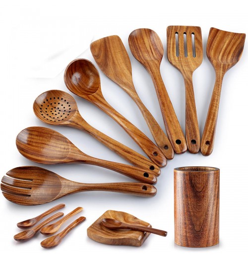 Hot Sale Kitchen Items 15 in 1 Wood Teak Wooden Cooking Turners Spoons Spatula Utensil Sets Hot Sale Kitchen Items 15 in 1 Wood Teak Wooden Cooking Turners Spoons Spatula Utensil Sets